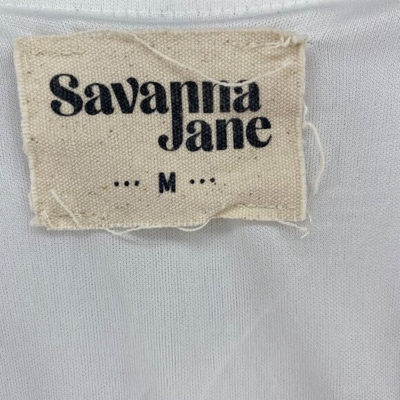 Savanna Jane Dress Womens Medium White Multi Embroidered Floral Shift Gauzy Mini - Picture 5 of 11